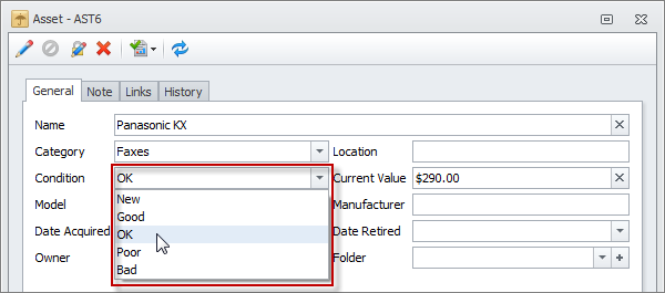 asset form fields