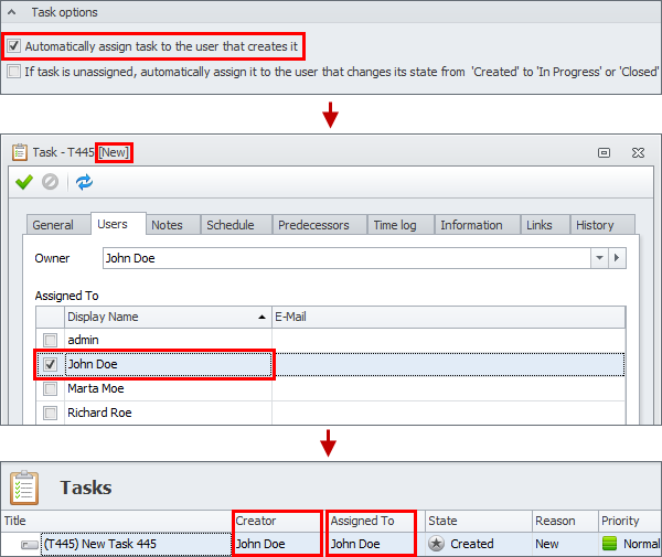 assign task while creating