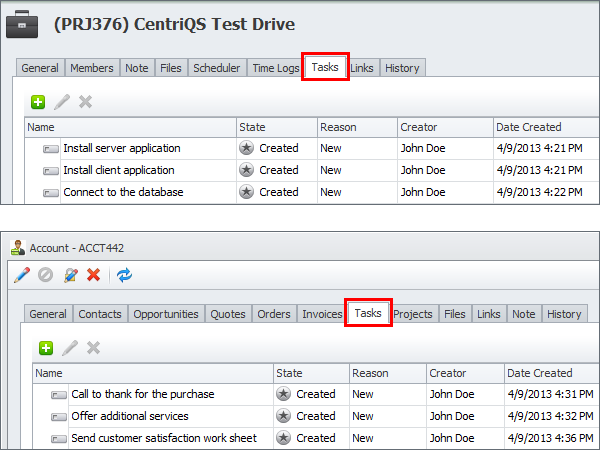 create related task list