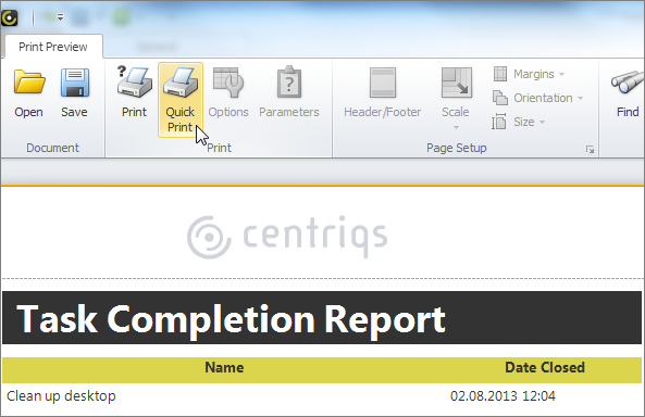 print task report