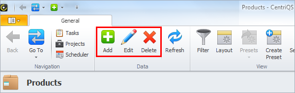 sales crm add edit delete products