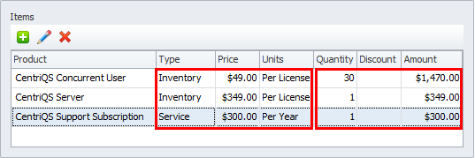 sales crm product items fields