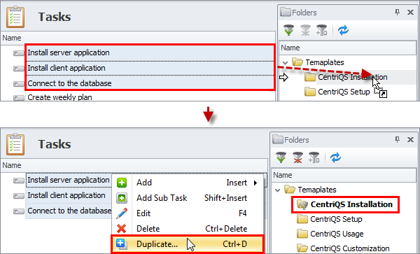 task templates folders