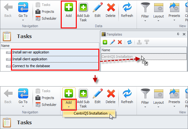 task templates panel