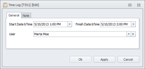 task time log detail view