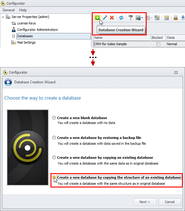 using database crm for sales sample copy structure