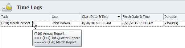 time log task parents screentip